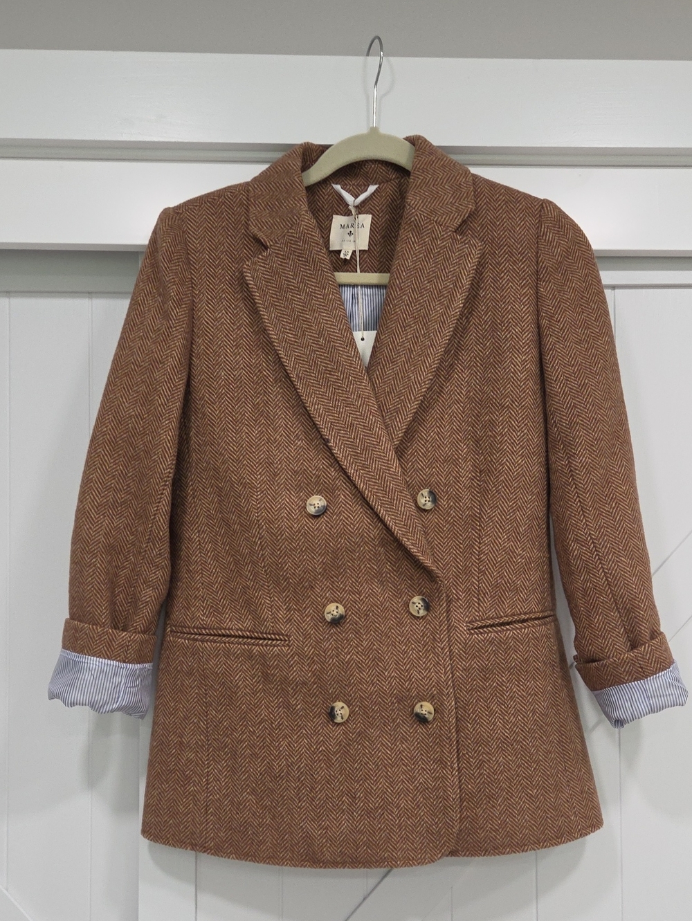 Marea by Liz Joy Herringbone Blazer - Chestnut - XS